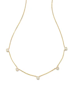 0.3 ct Audrey 14k Yellow Gold Strand Necklace in White Diamond