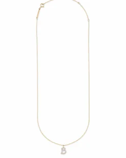 0.12 ct Diamond Letter B Pendant Necklace in 14k Yellow Gold