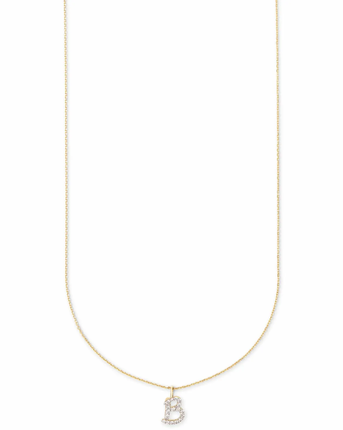 0.12 ct Diamond Letter B Pendant Necklace in 14k Yellow Gold
