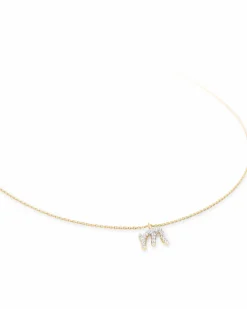 0.12 ct Diamond Letter M Pendant Necklace in 14k Yellow Gold