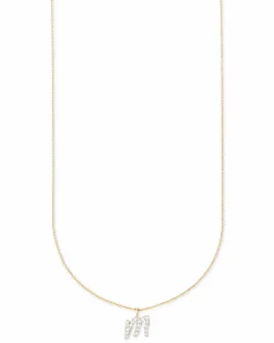 0.12 ct Diamond Letter M Pendant Necklace in 14k Yellow Gold