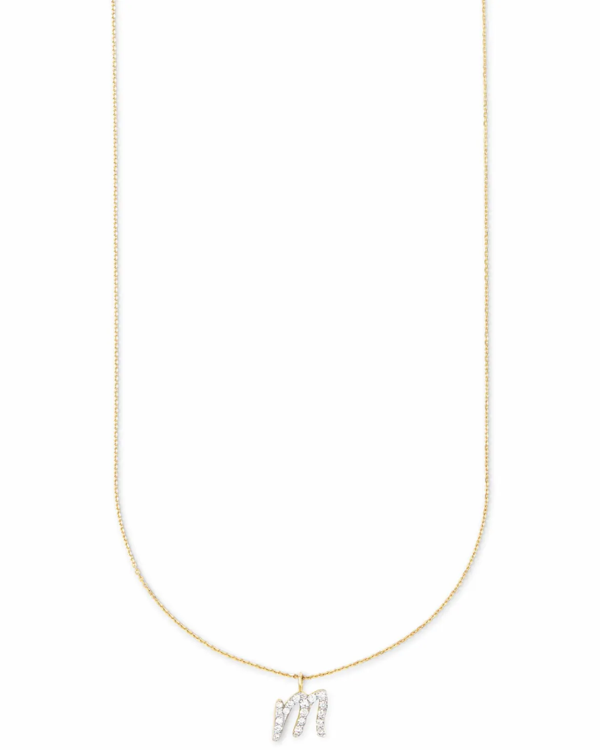 0.12 ct Diamond Letter M Pendant Necklace in 14k Yellow Gold