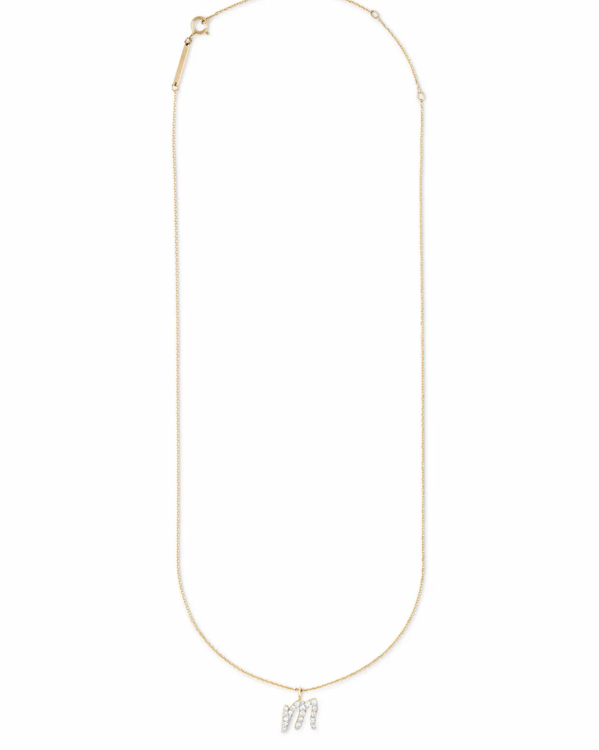 0.12 ct Diamond Letter M Pendant Necklace in 14k Yellow Gold