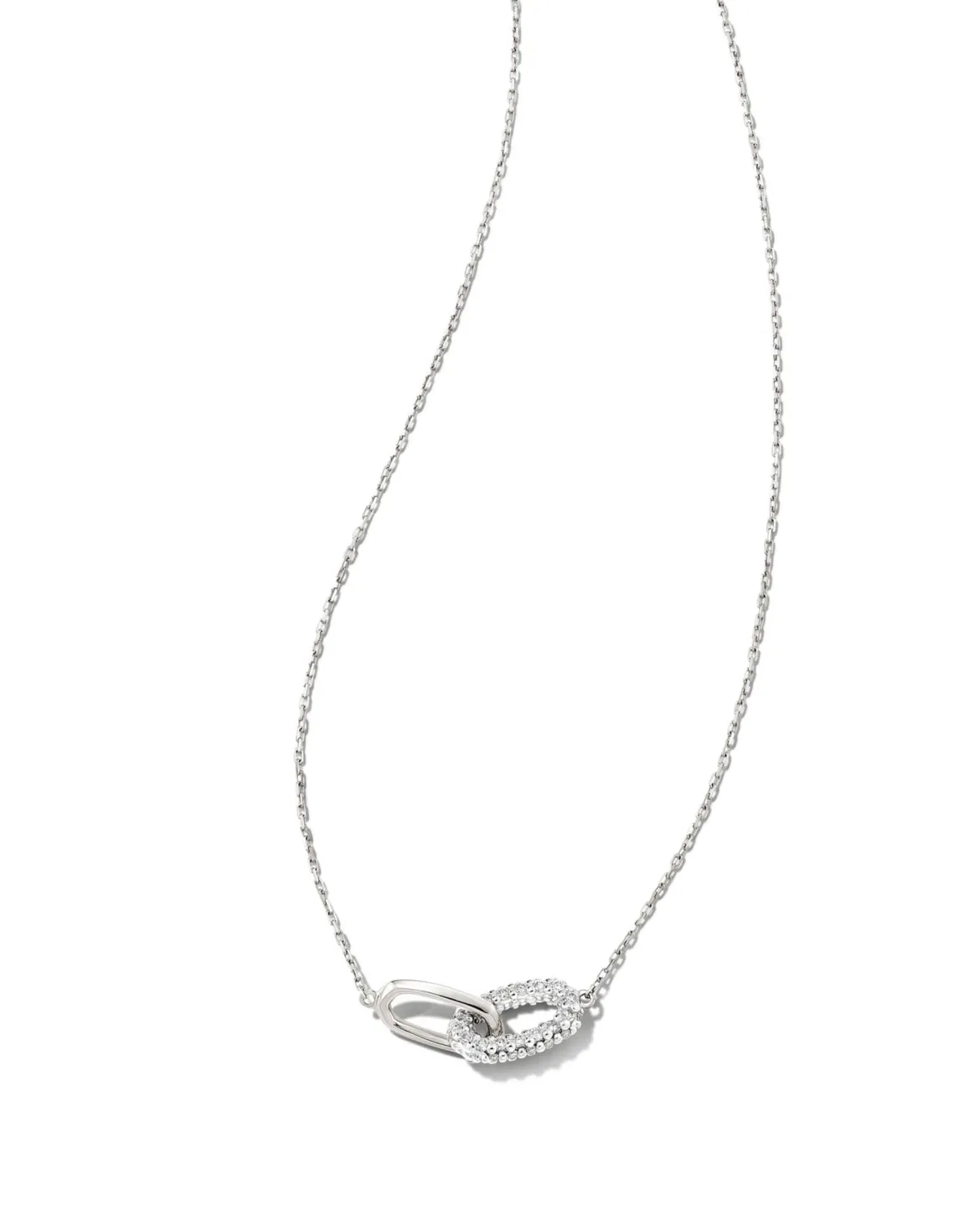0.24 ct Elisa 14k White Gold Interlocking Pendant Necklace in White Diamond