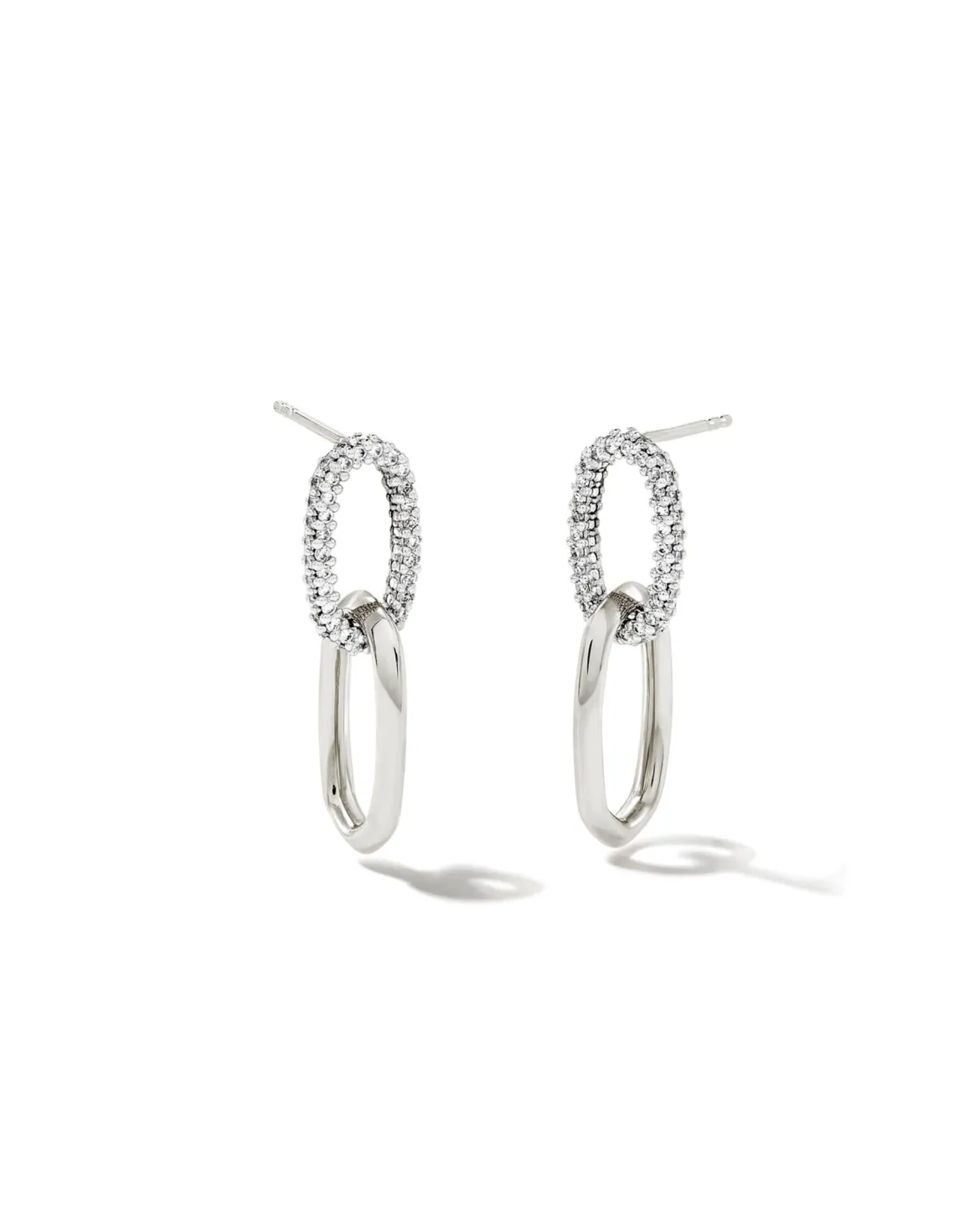 0.42 ct Elisa 14k White Gold Interlocking Drop Earrings in White Diamond