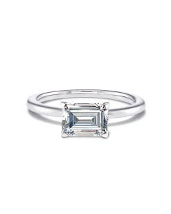 0.75 ct Emerald Solitaire Engagement Ring in 14k White Gold