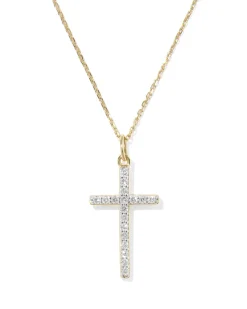 0.23 ct Lab Grown Diamond Cross Pendant Necklace in 14k Yellow Gold