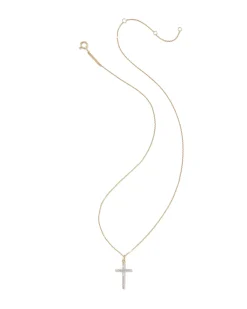 0.23 ct Lab Grown Diamond Cross Pendant Necklace in 14k Yellow Gold