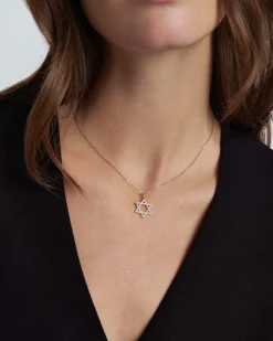 0.26 ct Lab Grown Diamond Star of David Pendant Necklace in 14k Yellow Gold