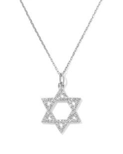 0.26 ct Lab Grown Diamond Star of David Pendant Necklace in 14k White Gold