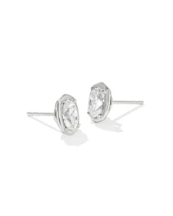 1 ct Lab Grown White Diamond Custom Elisa Stud Earrings in 14k White Gold