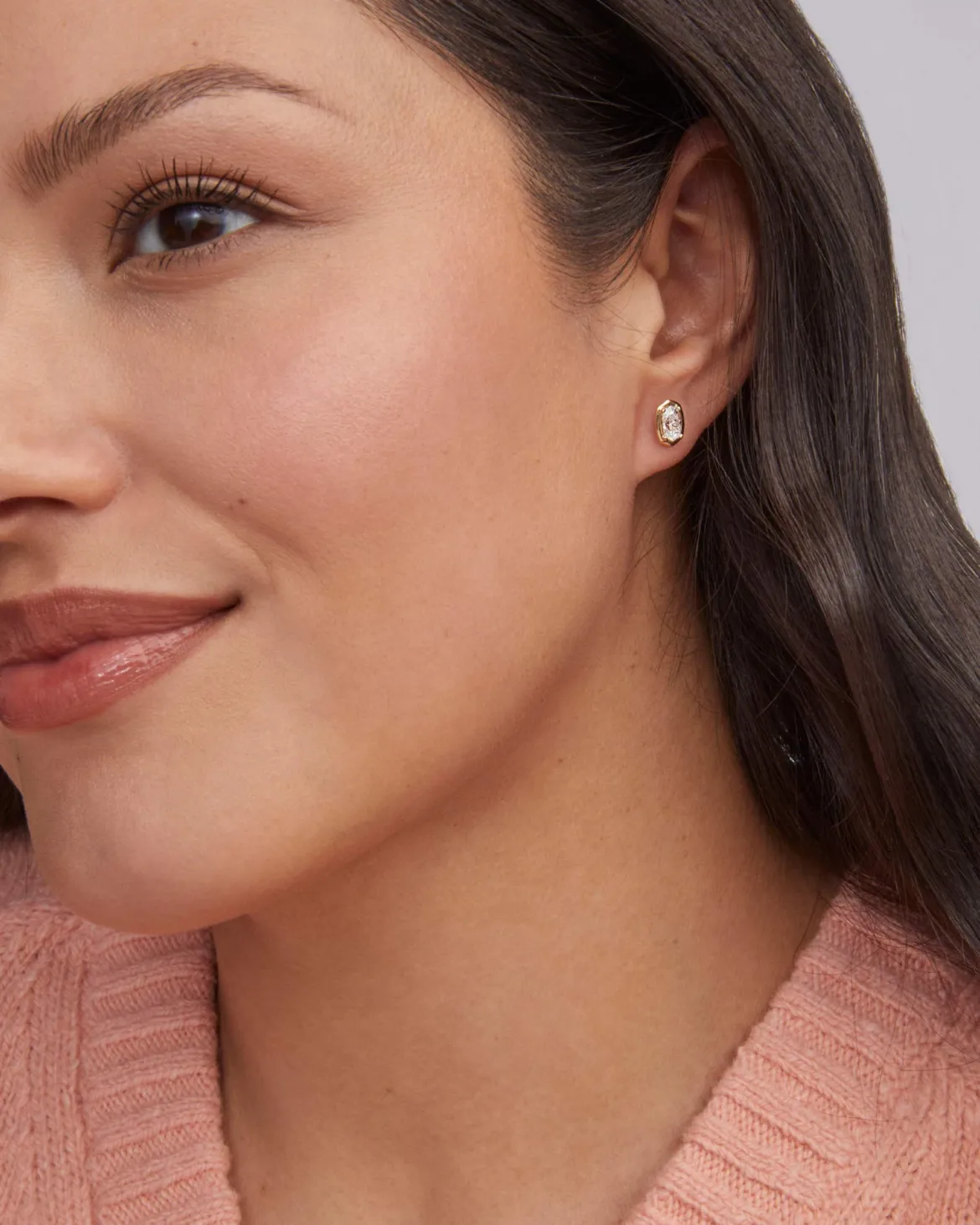1 ct Lab Grown White Diamond Custom Elisa Stud Earrings in 14k Yellow Gold