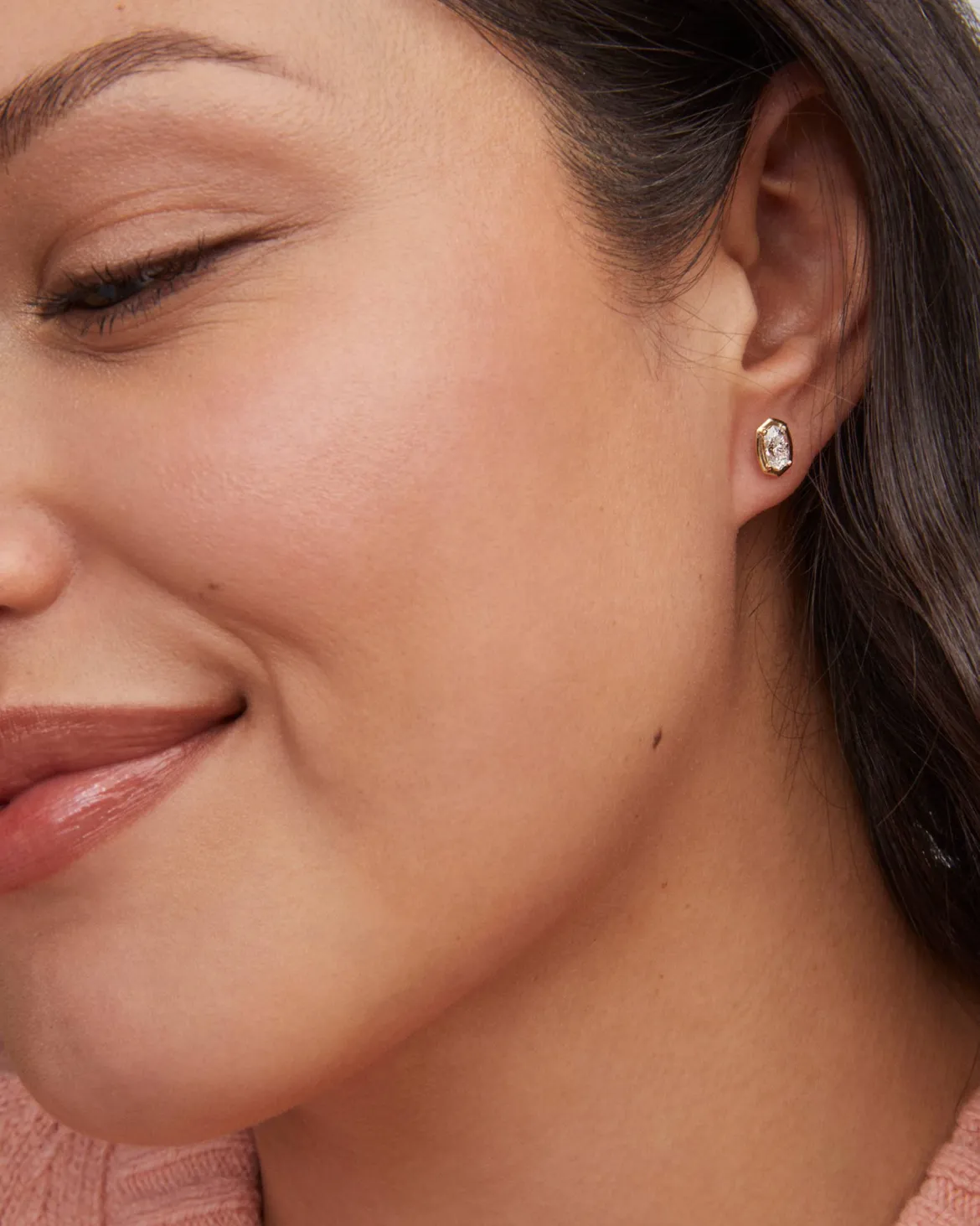 1 ct Lab Grown White Diamond Custom Elisa Stud Earrings in 14k Yellow Gold