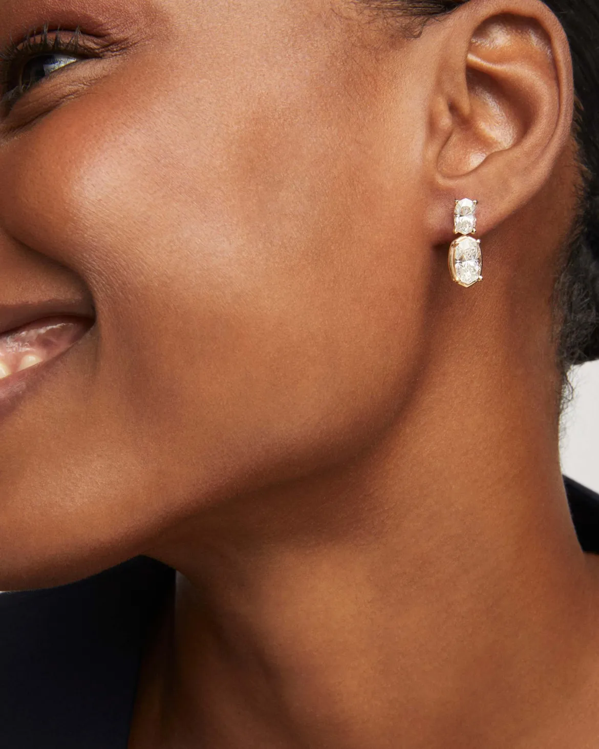 6 ct Lab Grown White Diamond Custom Elisa Drop Earrings in 14k Yellow Gold