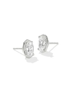 2 ct Lab Grown White Diamond Custom Elisa Stud Earrings in 14k White Gold
