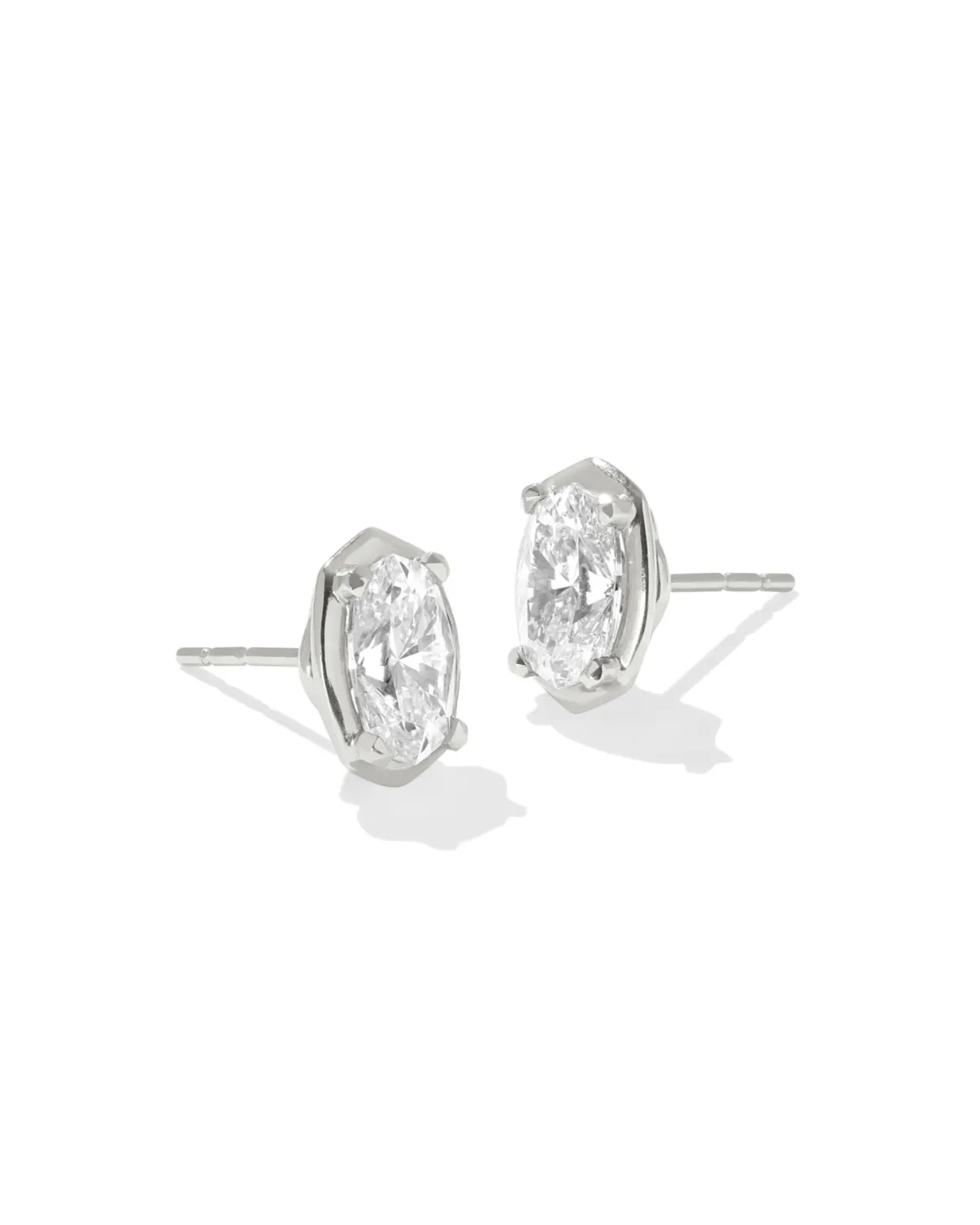 2 ct Lab Grown White Diamond Custom Elisa Stud Earrings in 14k White Gold