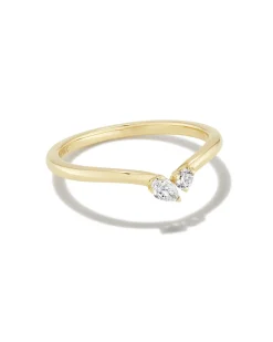 0.16 ct Lab Grown White Diamond Toi et Moi Band Ring in 14k Yellow Gold