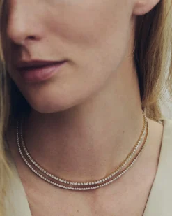 4.73 ct Lab Grown White Diamond Tennis Necklace in 14k Yellow Gold