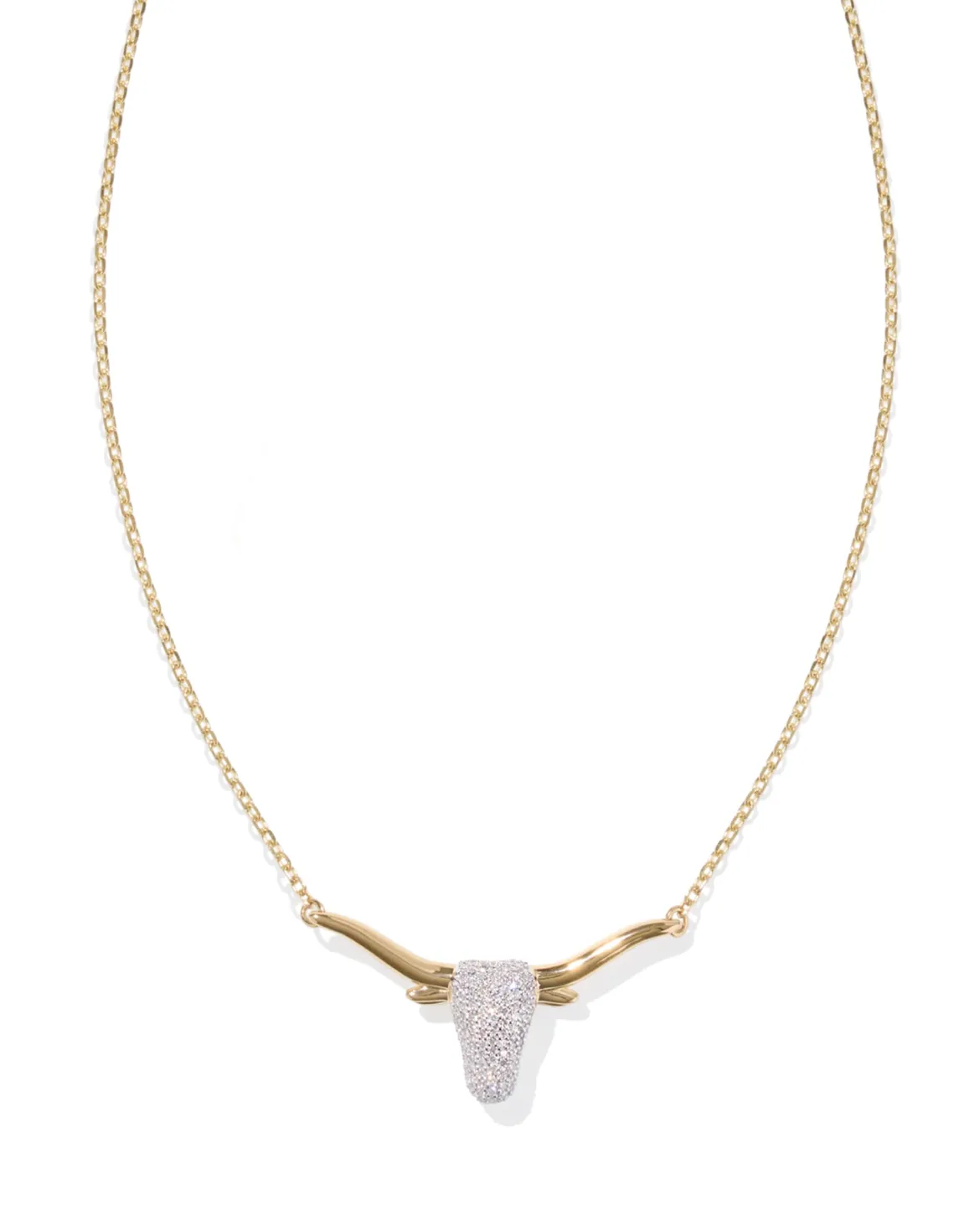 0.29 ct Longhorn Pendant Necklace in Pave Diamond and 14k Yellow Gold