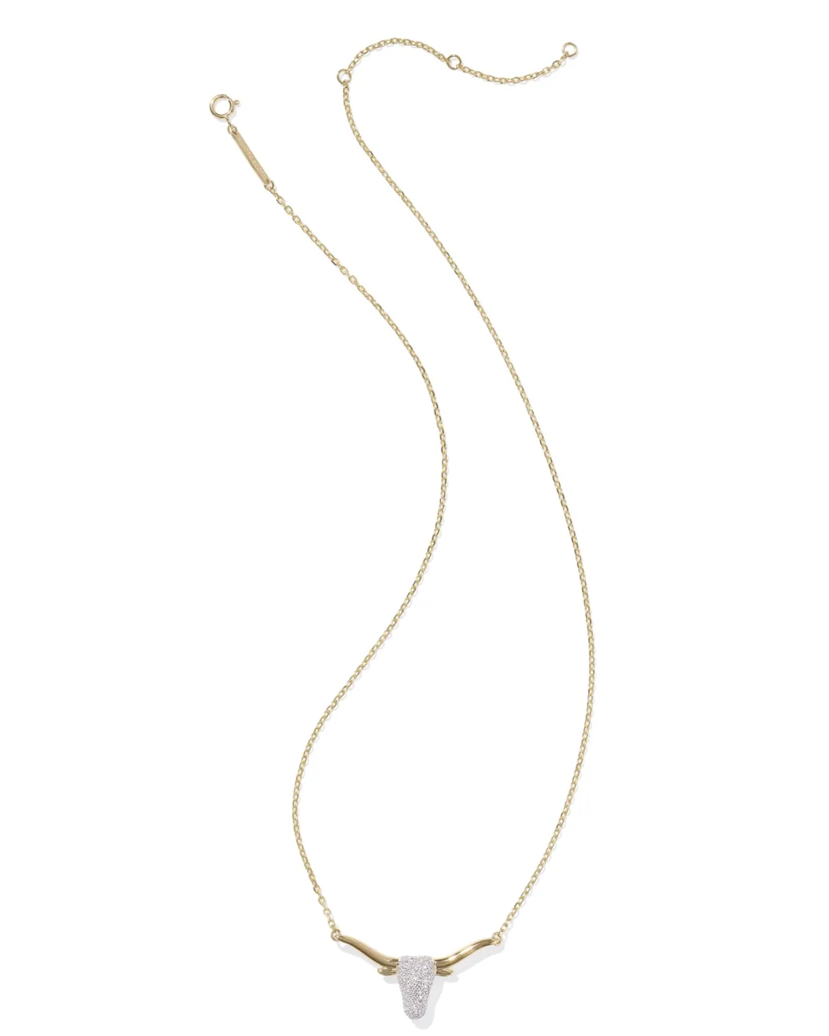 0.29 ct Longhorn Pendant Necklace in Pave Diamond and 14k Yellow Gold