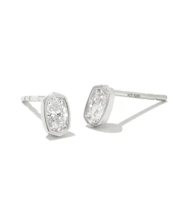 0.22 ct Marisa 14k White Gold Oval Solitaire Stud Earrings in White Diamond