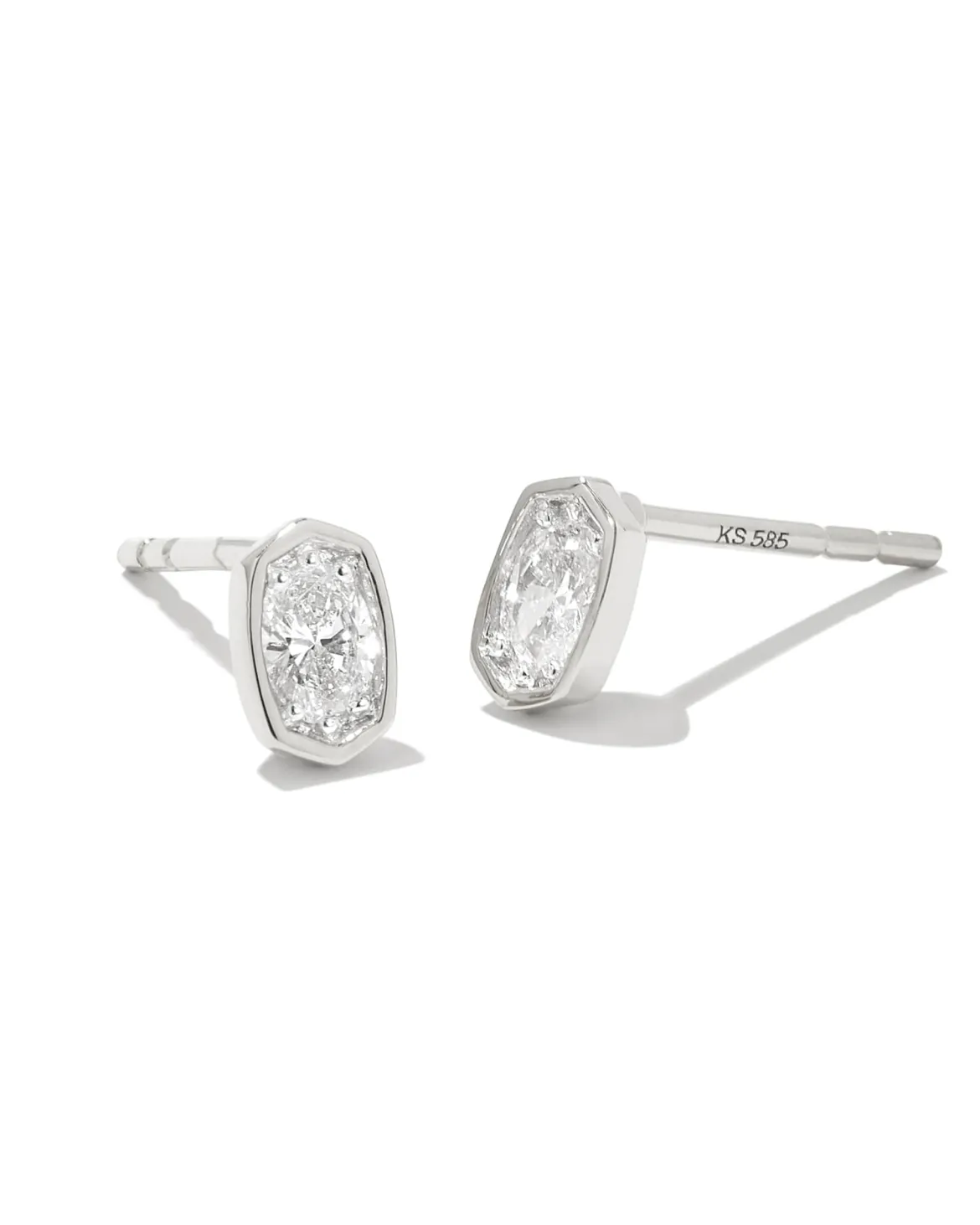 0.22 ct Marisa 14k White Gold Oval Solitaire Stud Earrings in White Diamond