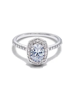 0.5 ct Oval Iconic Halo Engagement Ring in 14k White Gold
