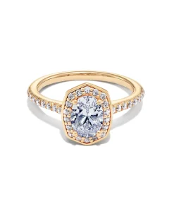 1.5 ct Oval Iconic Halo Engagement Ring in 14k Yellow Gold