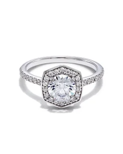 0.5 ct Round Iconic Halo Engagement Ring in 14k White Gold
