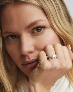 0.5 ct Round Iconic Halo Engagement Ring in 14k White Gold