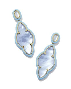 Abbie Gold Enamel Frame Statement Earrings in Periwinkle Illusion