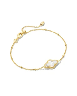 Abbie Gold Satellite Chain Bracelet in Ivory Mother-of-Pearl