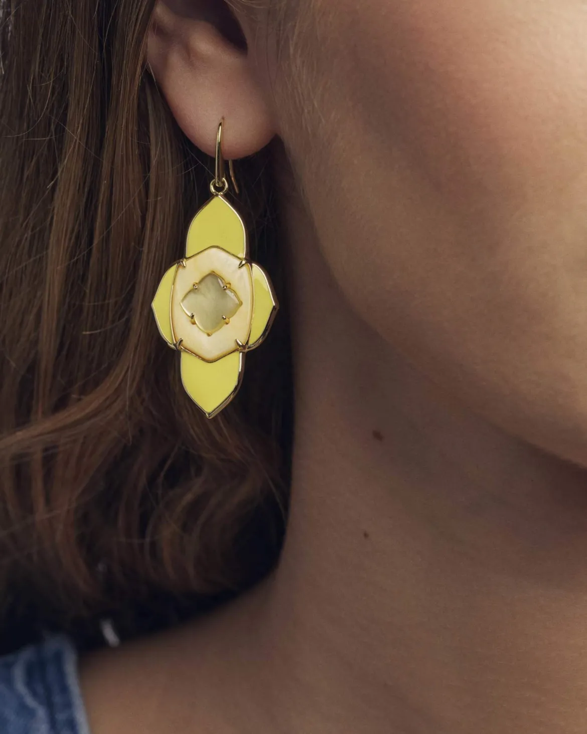 Abbie Medallion Gold Drop Earrings