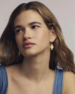Abbie Medallion Gold Small Drop Earrings