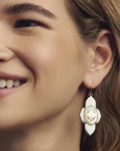 Abbie Medallion Silver Drop Earrings