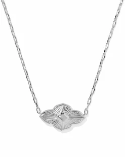 Abbie Medallion Silver Short Pendant Necklace