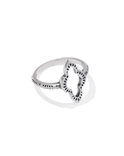 Abbie Open Frame Oxidized Sterling Silver Band Ring