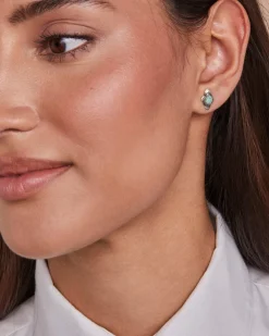 Abbie Oxidized Sterling Silver Etch Frame Stud Earrings