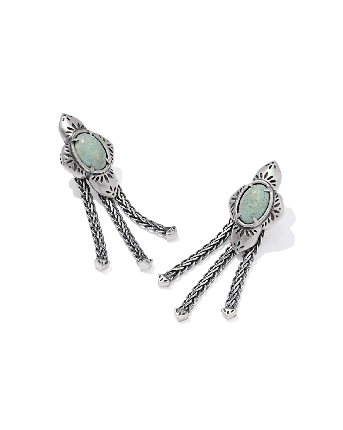 Abbie Oxidized Sterling Silver Fringe Convertible Drop Earrings