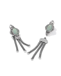 Abbie Oxidized Sterling Silver Fringe Convertible Drop Earrings