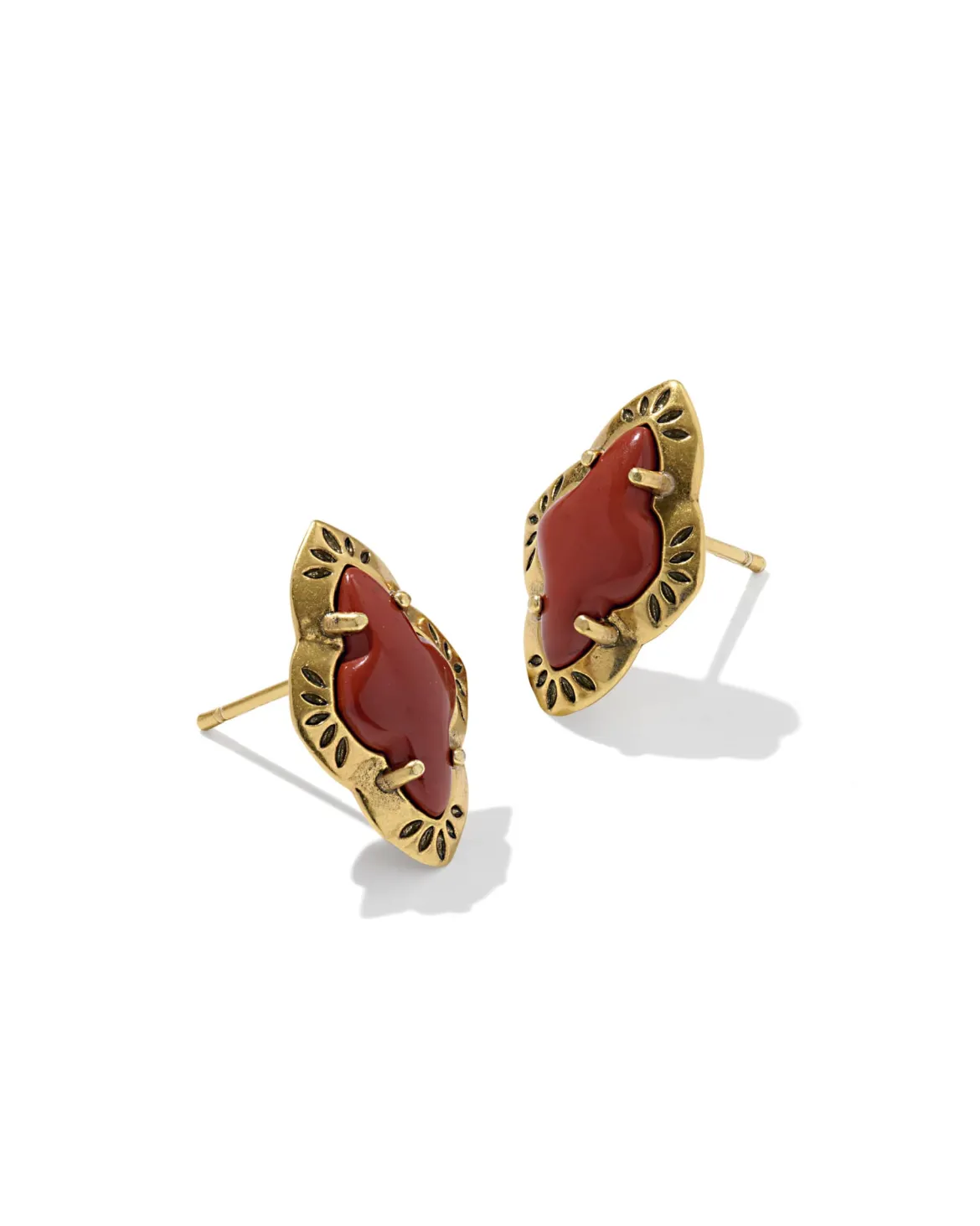Abbie Vintage Gold Etch Frame Stud Earrings