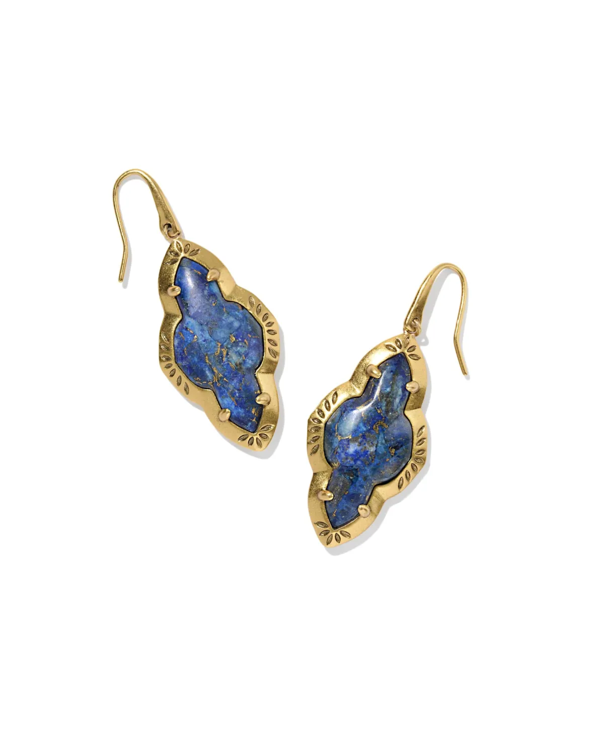 Abbie Vintage Gold Etch Frame Drop Earrings