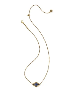 Abbie Vintage Gold Etch Frame Short Pendant Necklace