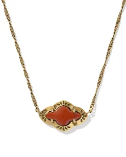 Abbie Vintage Gold Etch Frame Short Pendant Necklace
