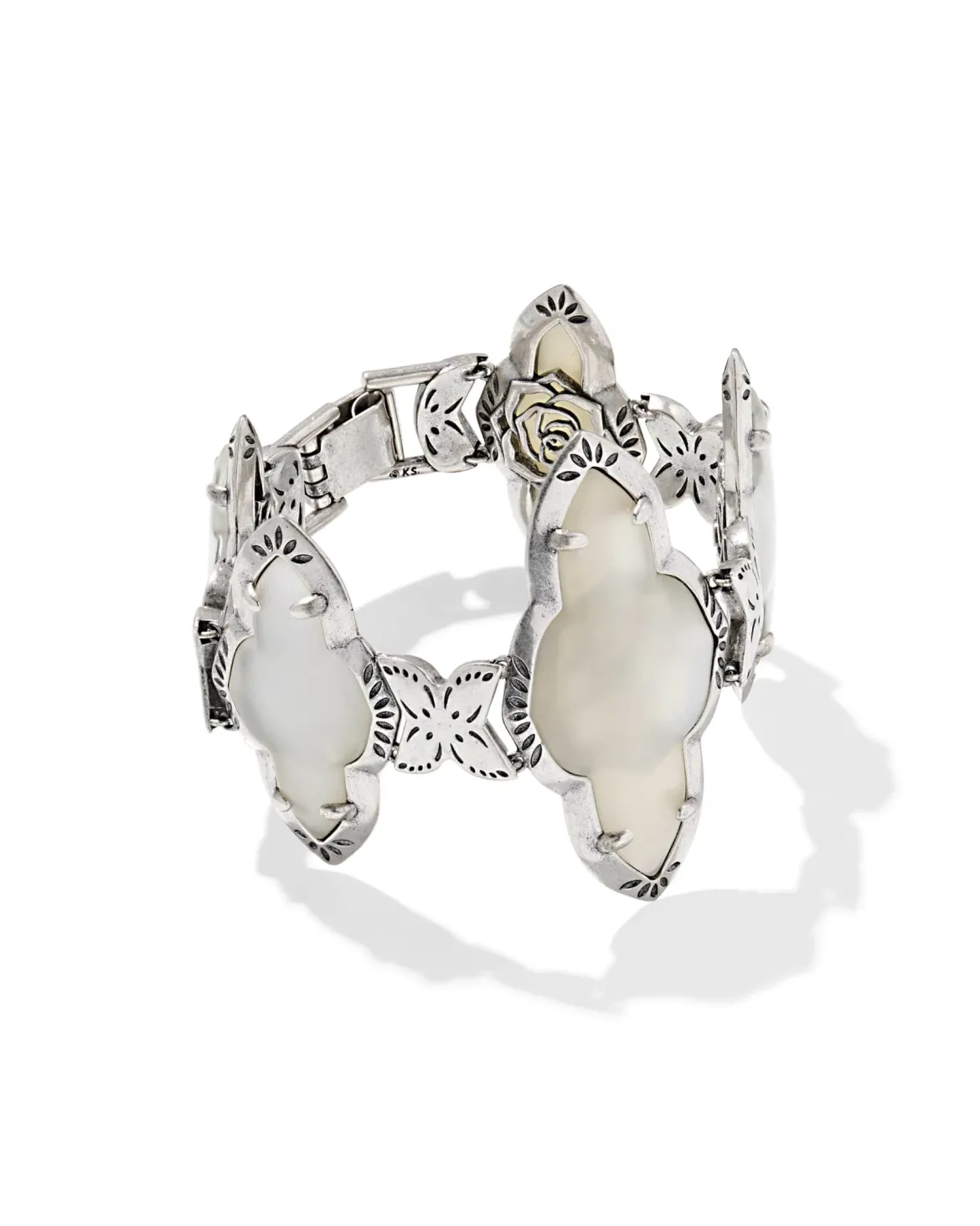 Abbie Vintage Silver Etch Frame Statement Bracelet