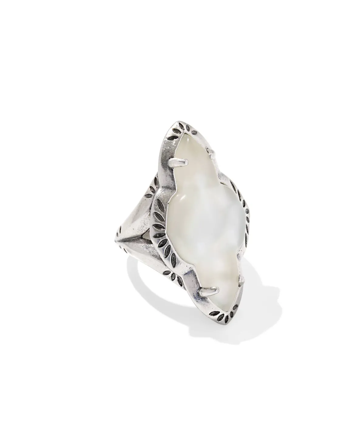 Abbie Vintage Silver Etch Frame Cocktail Ring