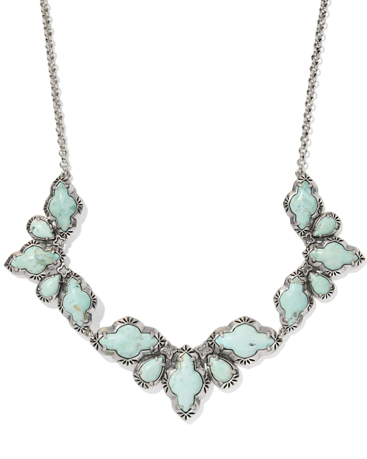 Abbie Vintage Silver Etch Frame Statement Necklace