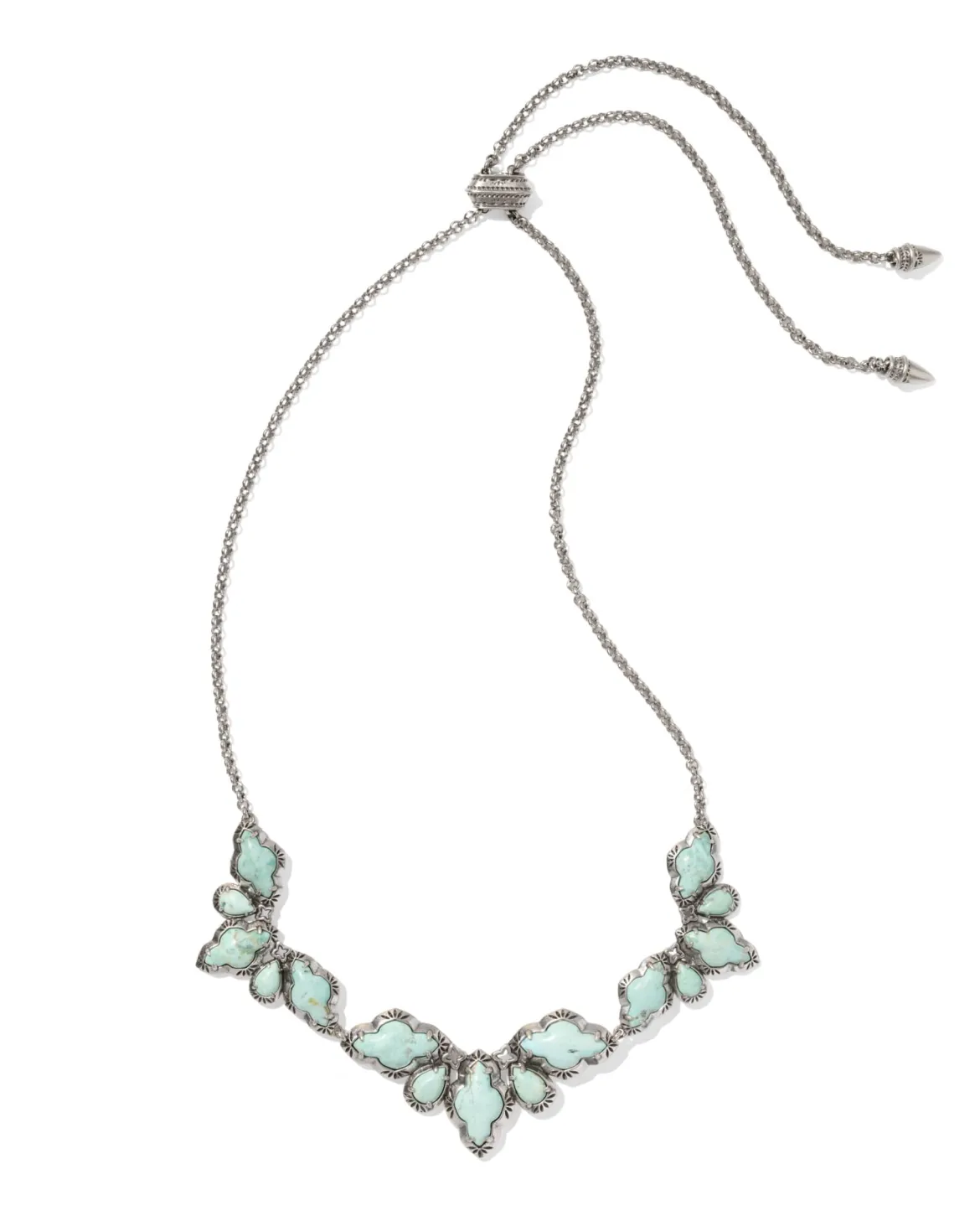 Abbie Vintage Silver Etch Frame Statement Necklace