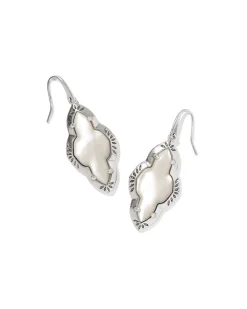 Abbie Vintage Silver Etch Frame Drop Earrings