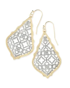 Addie Gold Drop Earrings in Silver Filigree Mix